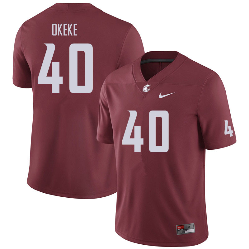 Men #40 Brandy Okeke Washington State Cougars Football Jerseys Sale-Crimson - Click Image to Close